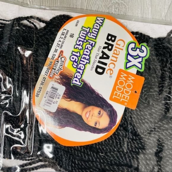 ModelModel Synthetic Hair Crochet Braids Glance 3X Wavy Feathered Twist 1b wig - Picture 5 of 6